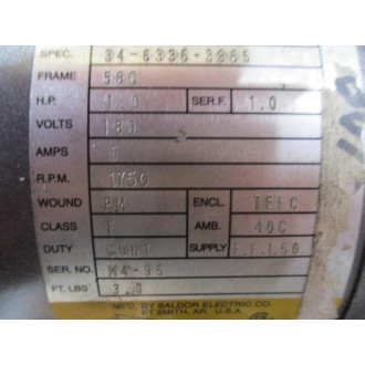Dart Motors DMS18100B-56BC Baldor Direct Current Motor 34-6336-3865 - Used