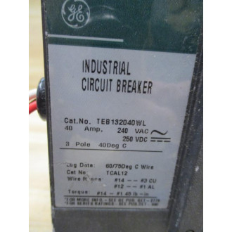 General Electric TEB132040WL 40A Circuit Breaker GE - Used