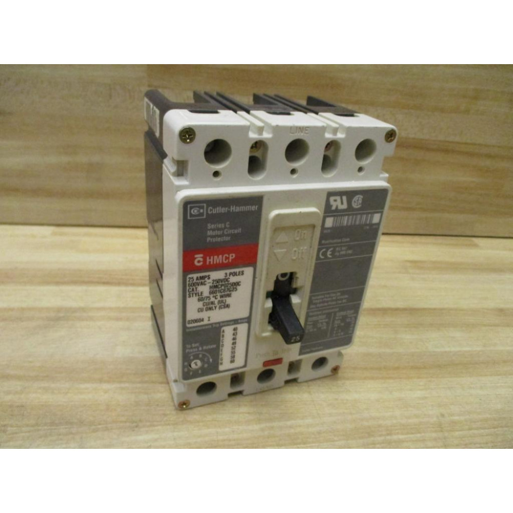 Cutler Hammer HMCP025D0C Eaton 25A Circuit Breaker 6601C87G25 - Used