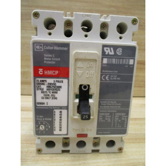 Cutler Hammer HMCP025D0C Eaton 25A Circuit Breaker 6601C87G25 - Used