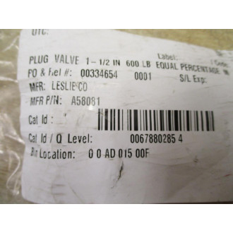 Leslie A58081 Valve Plug Spring - New No Box