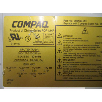Compaq 308439-001 Power Supply PDP-124P - Used