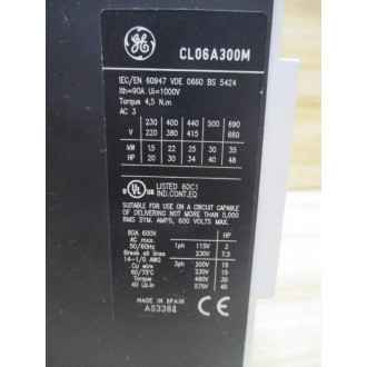 General Electric CL06A300M Contactor - Used