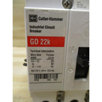 Cutler Hammer GD 22K 70 Eaton 70A Circuit Breaker GD22K70 - Used