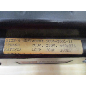 Joslyn Clark 5004-3001-11 Ward Leonard Contactor 5004300111 Cracked, 115V - Used