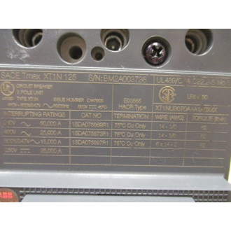 ABB XT1NU3070AAA1A0XXX 70A Circuit Breaker XT1N 125 70 - Used