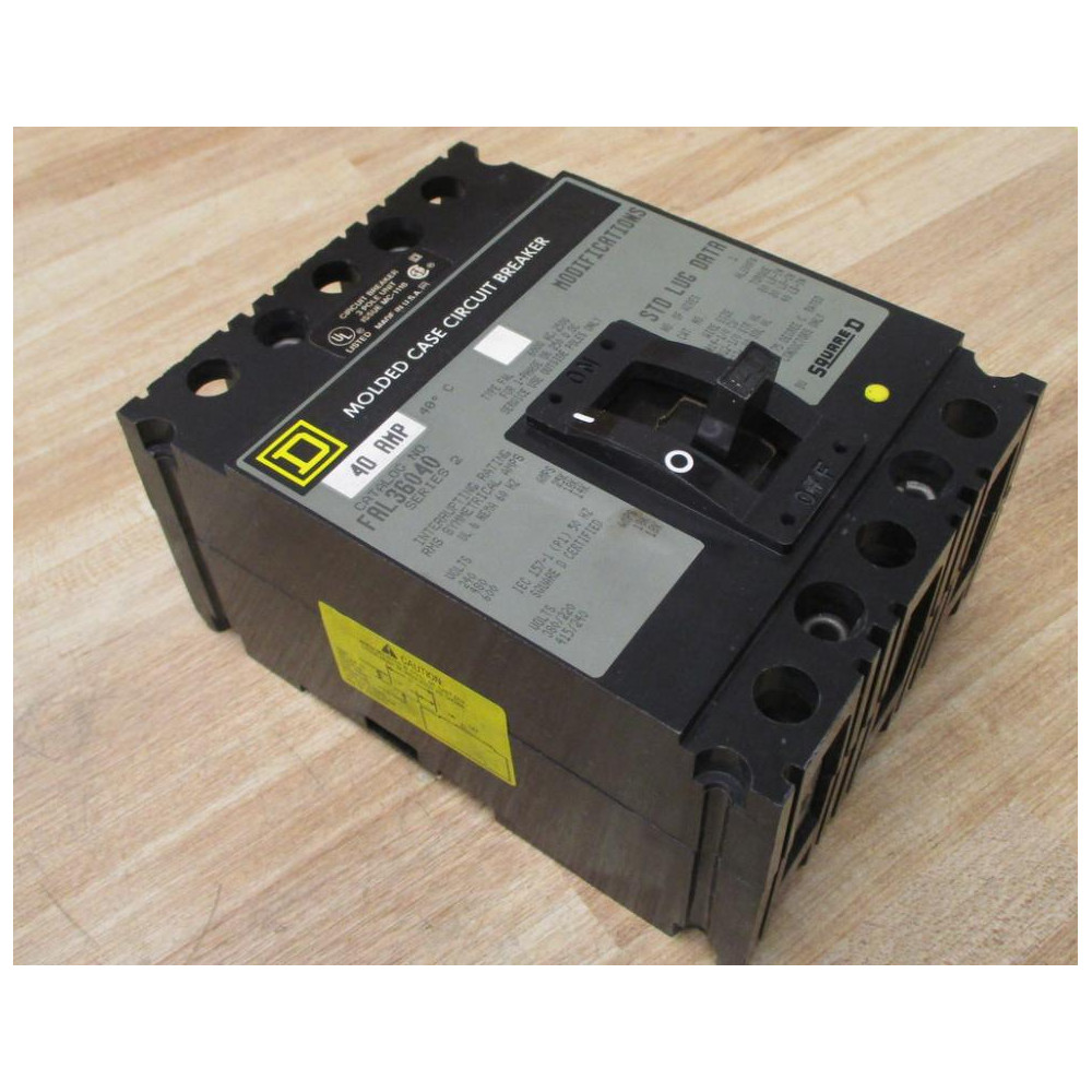 Square D FAL36040 Circuit Breaker 40A 3 Pole WMounting Hardware - New No Box