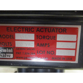 Gemini Valve 615-120 Electric Actuator W 34" Valve - New No Box