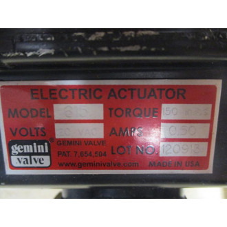 Gemini Valve 615-120 Electric Actuator W 12" Valve - New No Box