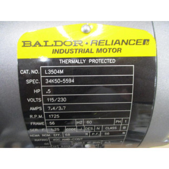 Baldor Reliance L3504M Industrial Motor 34K50-5594 - New No Box
