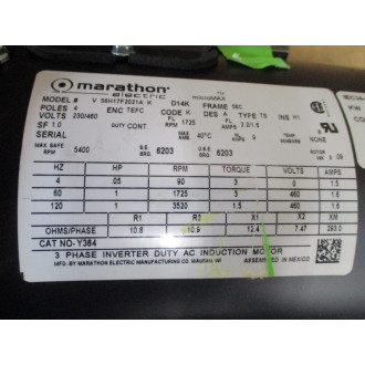 Marathon V 56H17F2021A K Induction Motor 56H17F2021A - New No Box
