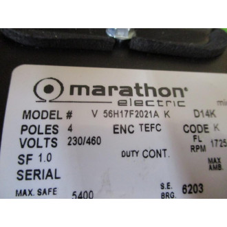 Marathon V 56H17F2021A K Induction Motor 56H17F2021A - New No Box