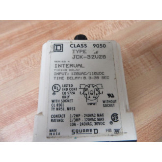 Square D 9050-JCK-32V20 Timing Relay 9050JCK32V20 - Used