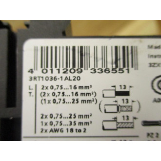 Siemens 3RT1036-1AL20 Sirius Contactor 3RT10361AL20 Cracked Housing - Used