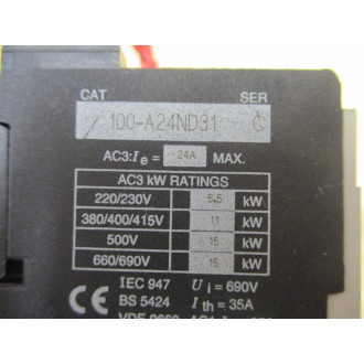 Allen Bradley 100-A24ND31 Contactor 100A24ND31 W Surge Suppressor - Used