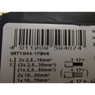 Siemens 3RT1044-1FB46 Sirius Contactor 3RT10441FB46 - Used