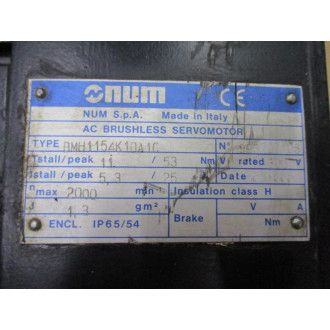 NUM BMH1154K1DA1C AC Brushless Servomotor - Used
