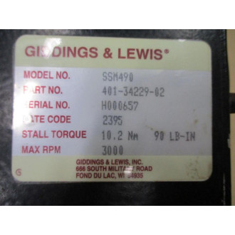 Giddings & Lewis 401-34229-02 Centurion Brushless Motor SSM490 - Used