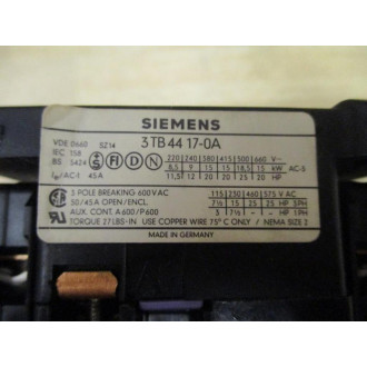 Siemens 3TB44 17-0A Contactor 3TB44170A . - Used