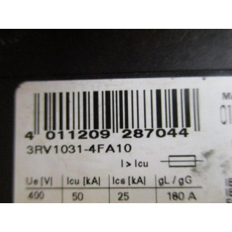 Siemens 3RV1031-4FA10 Sirius Circuit Breaker 3RV10314FA10 - Used