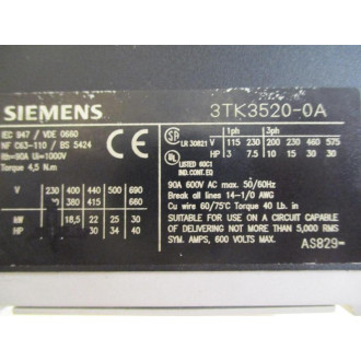 Siemens 3TK3520-0A Contactor 3TK35200A - Used