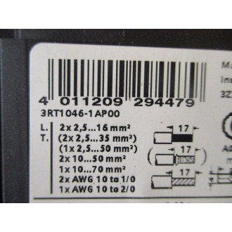 Siemens 3RT1046-1AP00 Sirius Contactor 3RT10461AP00 - Used