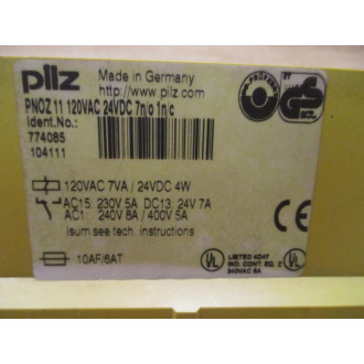 Pilz PNOZ 11 120VAC 24VDC 7no 1nc Safety Relay 774085 - Used