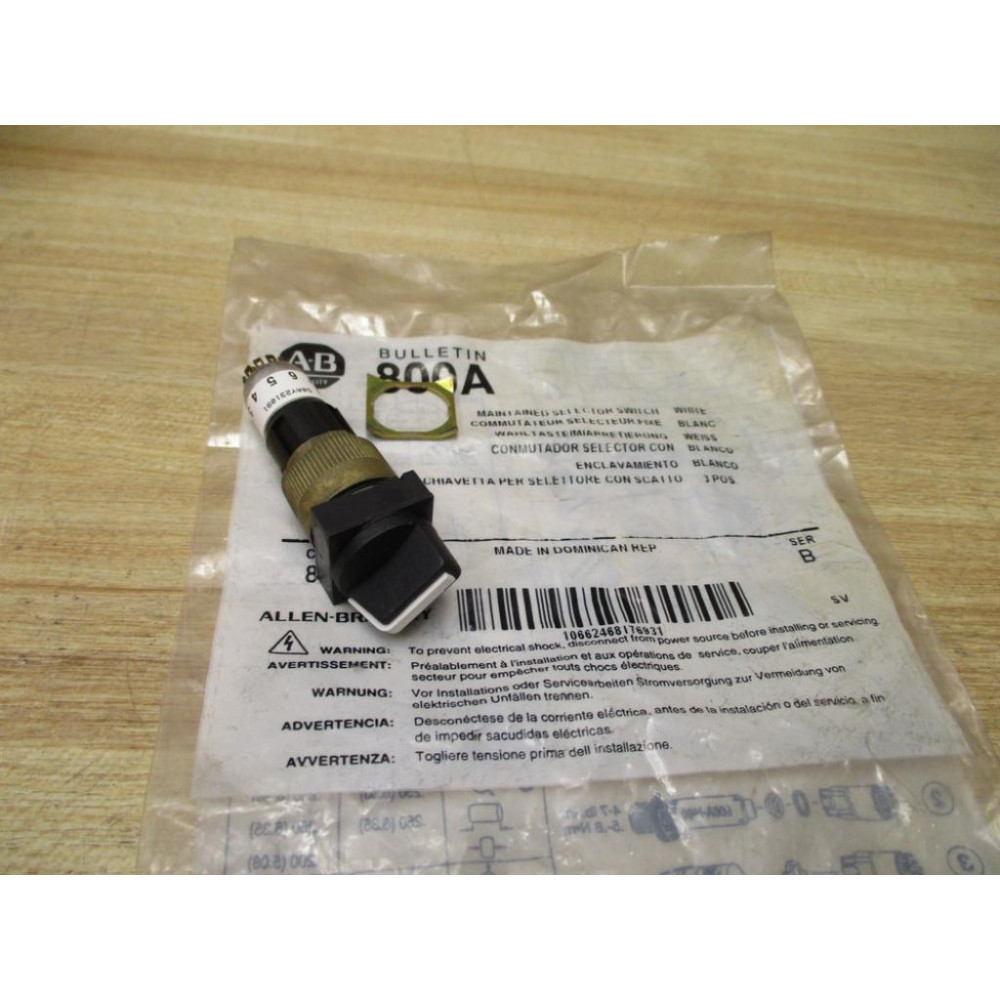 Allen Bradley 800A-JH2BW Selector Switch 800AJH2BW Allen Bradley 800A-JH2BW Selector Switch 800AJH2BW