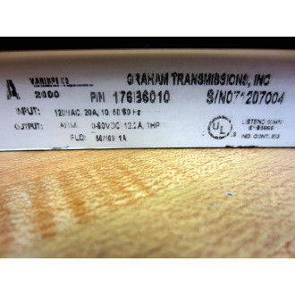 Graham 176B6010 VariSpeed A2000 Drive 18104C301601-Board As Is - Parts Only