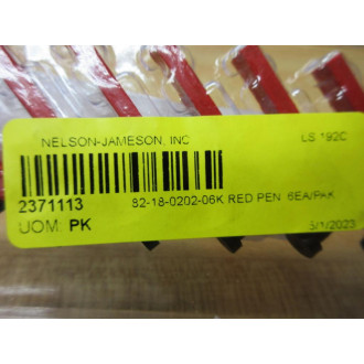 Nelson-Jameson 82-18-0102-06K Red Chart Pen 8218010206K (Pack of 6)