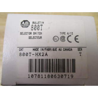 Allen Bradley 800T-HX2A Selector Switch 800THX2A Ser. T, W800T-XA