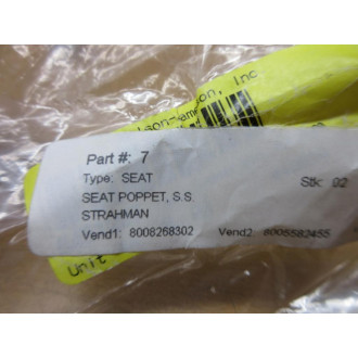 Strahman 6451207 Stainless Steel Poppet Seat