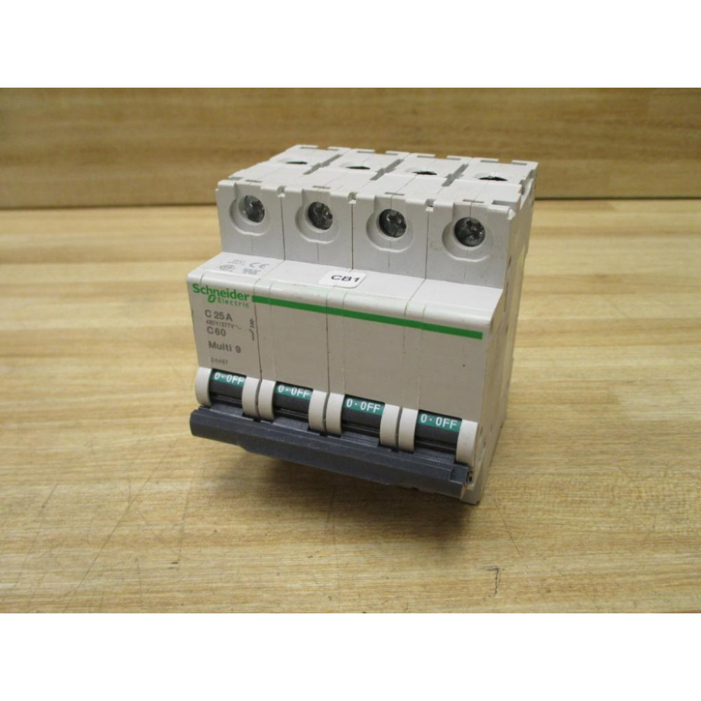 Schneider 24487 Square D 25A Breaker Merlin Gerin MG24487 WO DIN Clips - Used