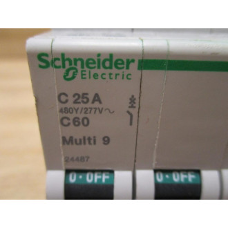 Schneider 24487 Square D 25A Breaker Merlin Gerin MG24487 WO DIN Clips - Used
