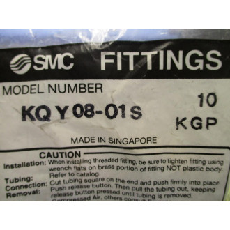 SMC KQY08-01S Run Tee KQY0801S Series KGP (Pack of 10)
