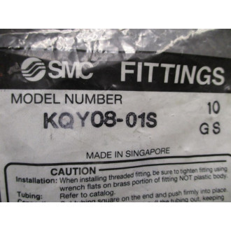 SMC KQY08-01S Run Tee KQY0801S Series GS (Pack of 10)