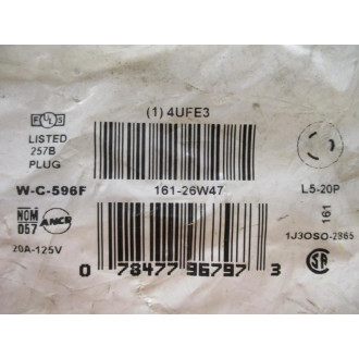 Leviton 161-26W47 Wetguard Watertight Locking Plug 4UFE3