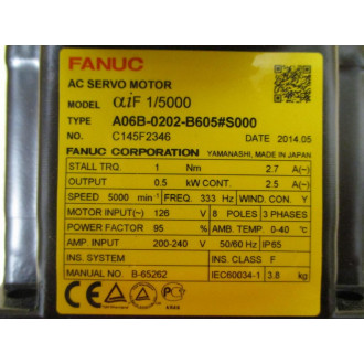Fanuc A06B-0202-B605S000 AC Servo Motor C145F2346