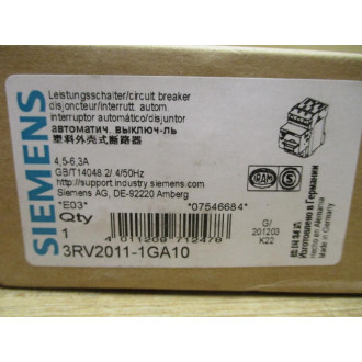 Siemens 3RV2011-1GA10 Circuit Breaker 3RV20111GA10