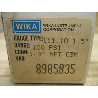 Wika 111.10 1.5" Pressure Gauge 1111015 Range: 0-100 PSI