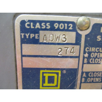 Square D 9012-ADW-3 Schneider  9012ADW3 - Used