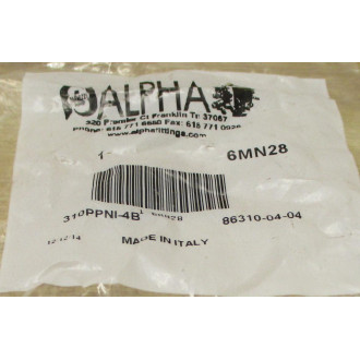 Alpha 86310-04-04 Mini Ball Valve Fitting 310PPNI-4B (Pack of 5)
