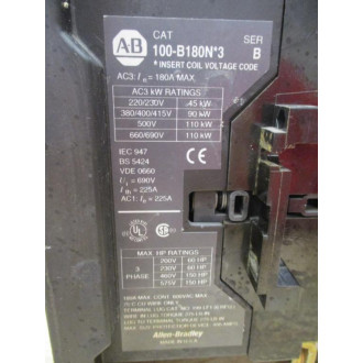 Allen Bradley 100-B180ND3 Contactor  100-B180N*3 - Used