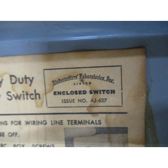 Westinghouse AJ-627 Heavy Duty Safety Switch AJ627 - Used