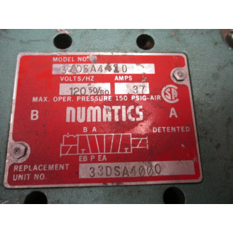 Numatics 34DSA4410 Solenoid Valve 33DSA400O 0.37 AMPS - Used