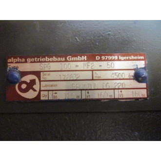 Alpha Getriebebau SPG 100-MF2-50 Gear Box SPG100MF250 - New No Box