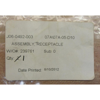 ASI J06-0492-003 Receptacle Assmbly J06-0492003