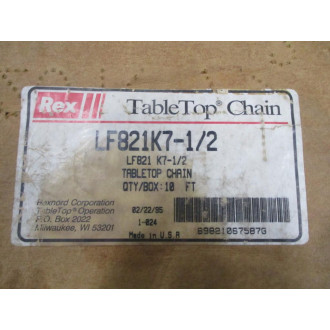 Rexnord LF821K7.5 821 Tabletop Chain LF821K7-12 10'