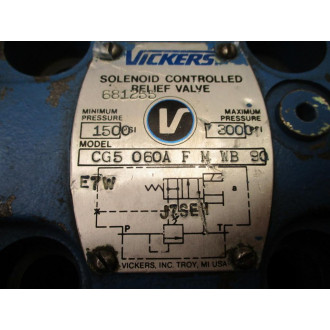 Vickers CG5 060A F M WB 90 Relief Valve 681255 - Used