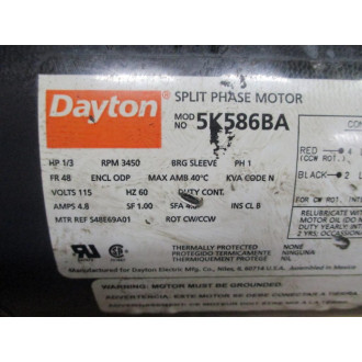 Dayton 5K586BA Split Phase Motor - Used